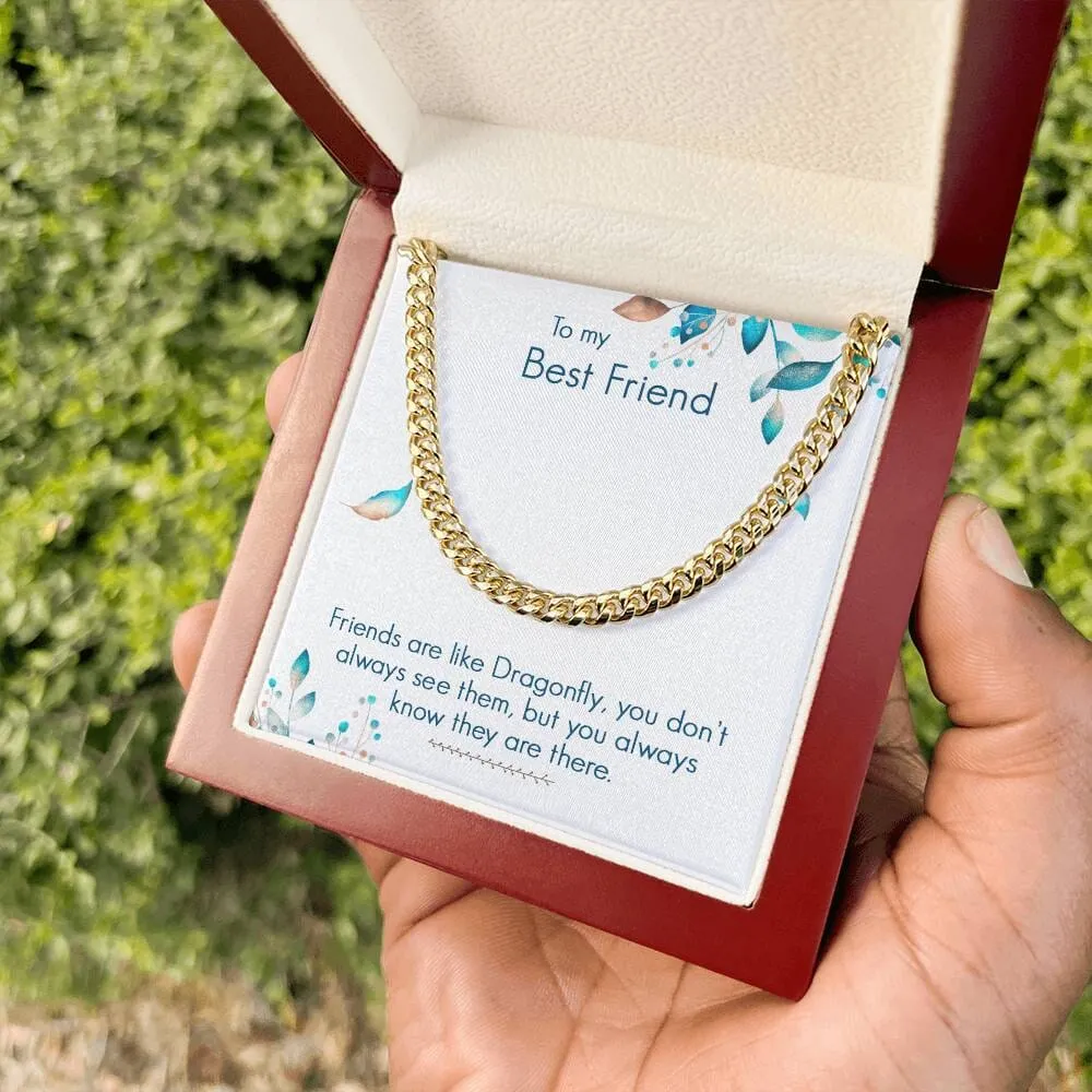 Eternal Bond: The Dragonfly Friendship Cuban Link Chain Necklace