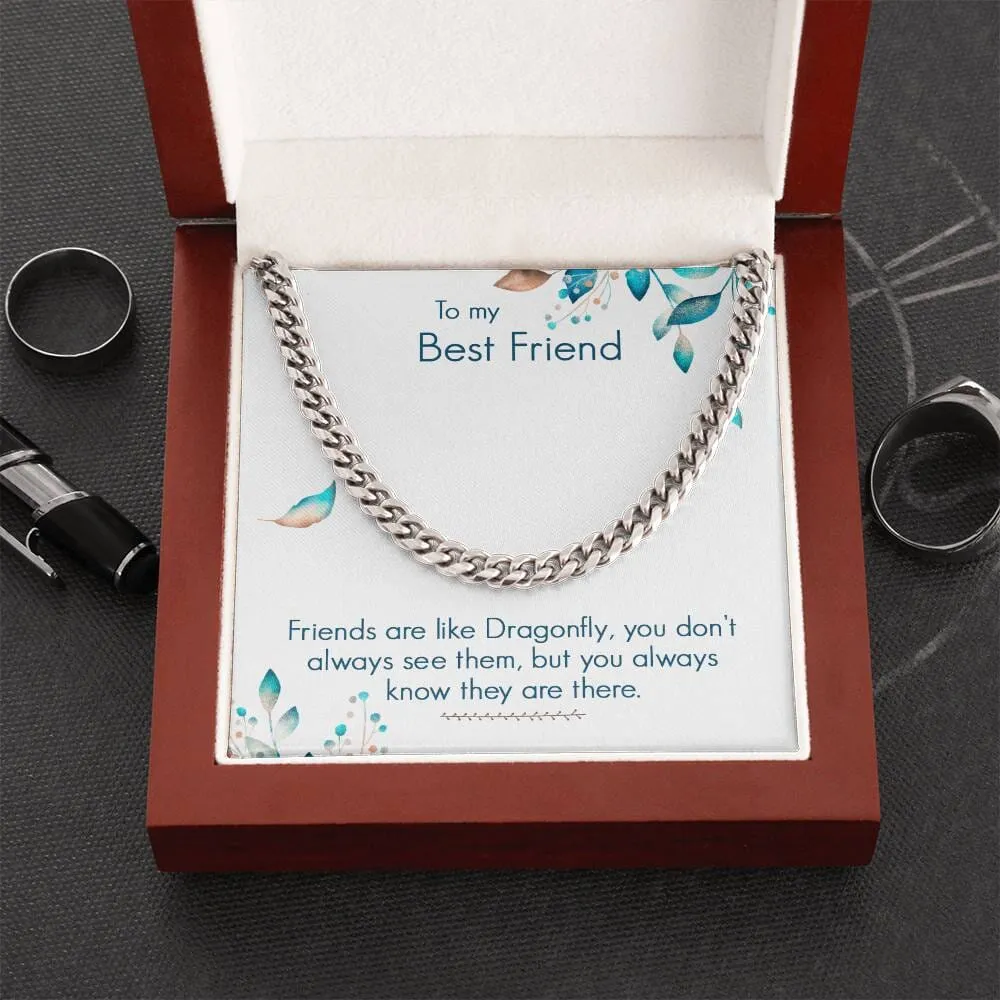 Eternal Bond: The Dragonfly Friendship Cuban Link Chain Necklace