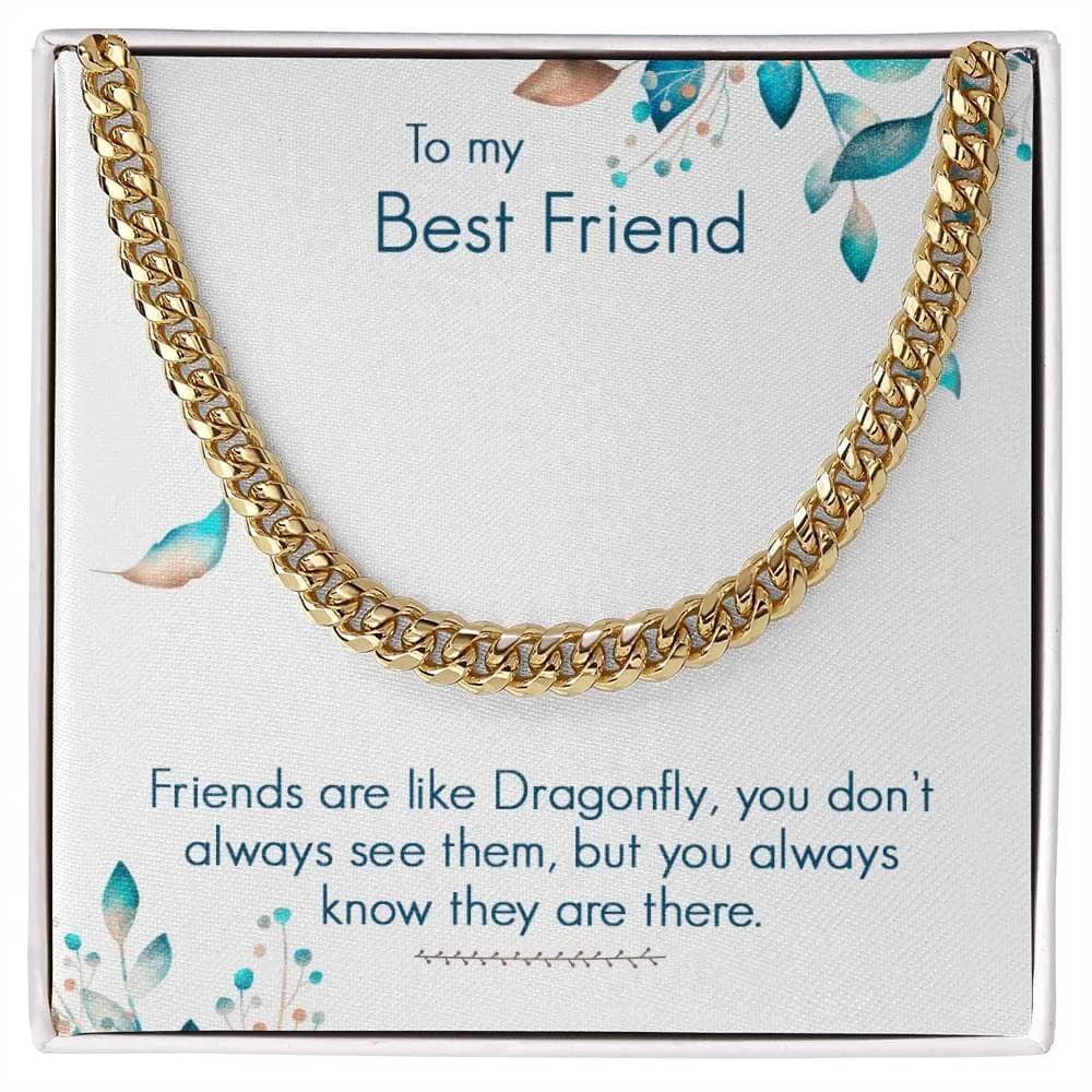Eternal Bond: The Dragonfly Friendship Cuban Link Chain Necklace