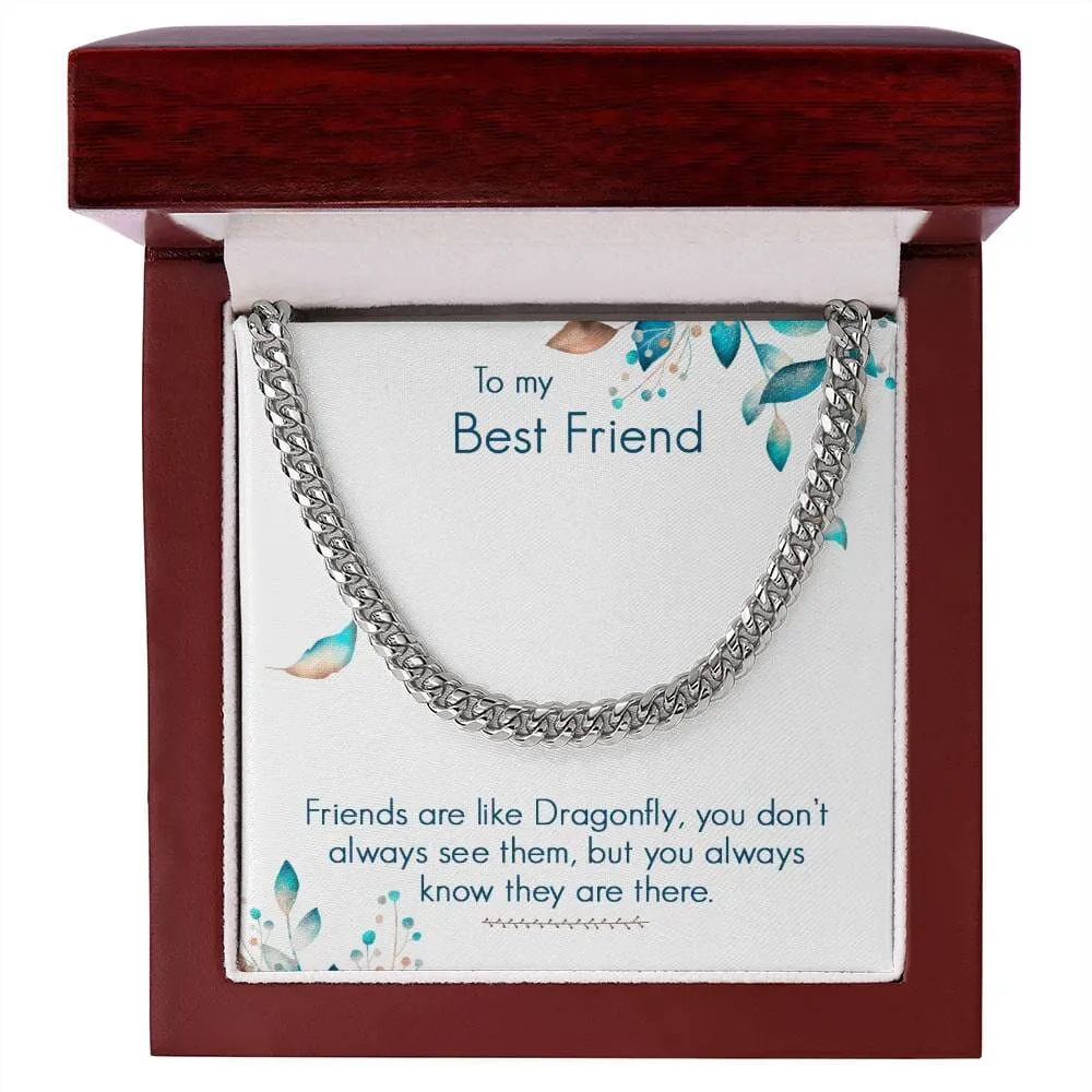 Eternal Bond: The Dragonfly Friendship Cuban Link Chain Necklace