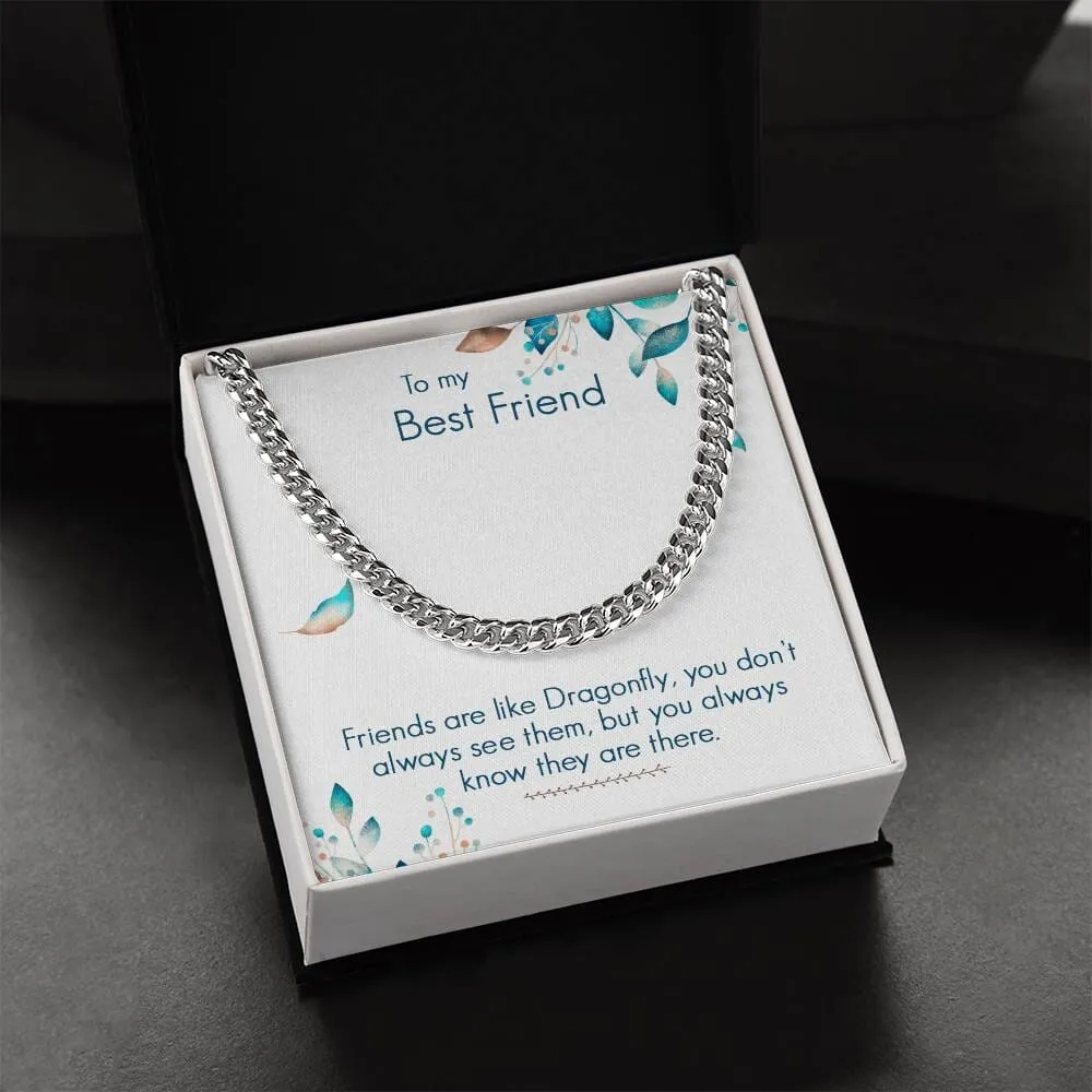Eternal Bond: The Dragonfly Friendship Cuban Link Chain Necklace