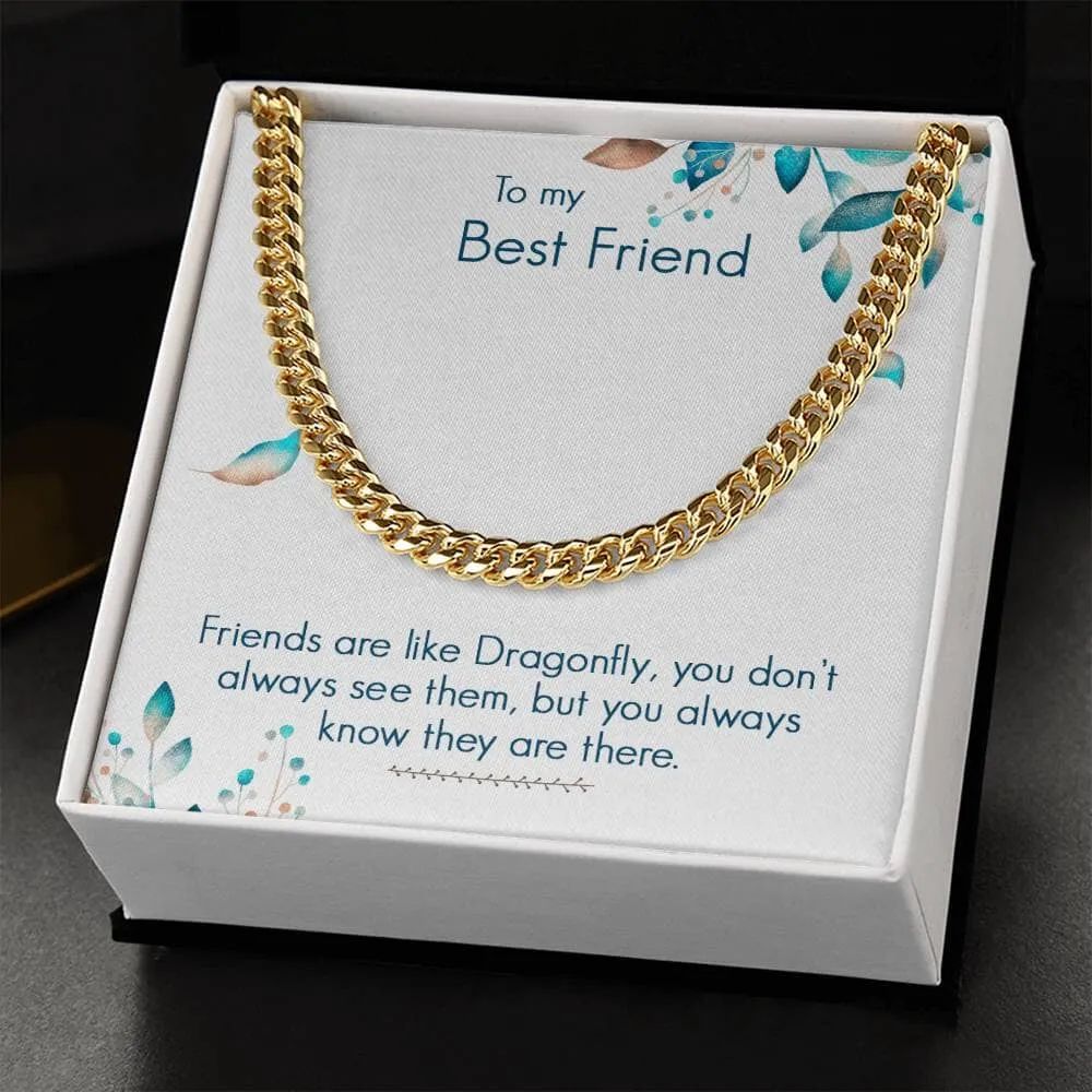 Eternal Bond: The Dragonfly Friendship Cuban Link Chain Necklace