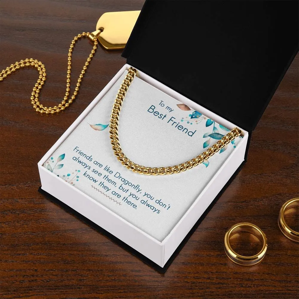 Eternal Bond: The Dragonfly Friendship Cuban Link Chain Necklace