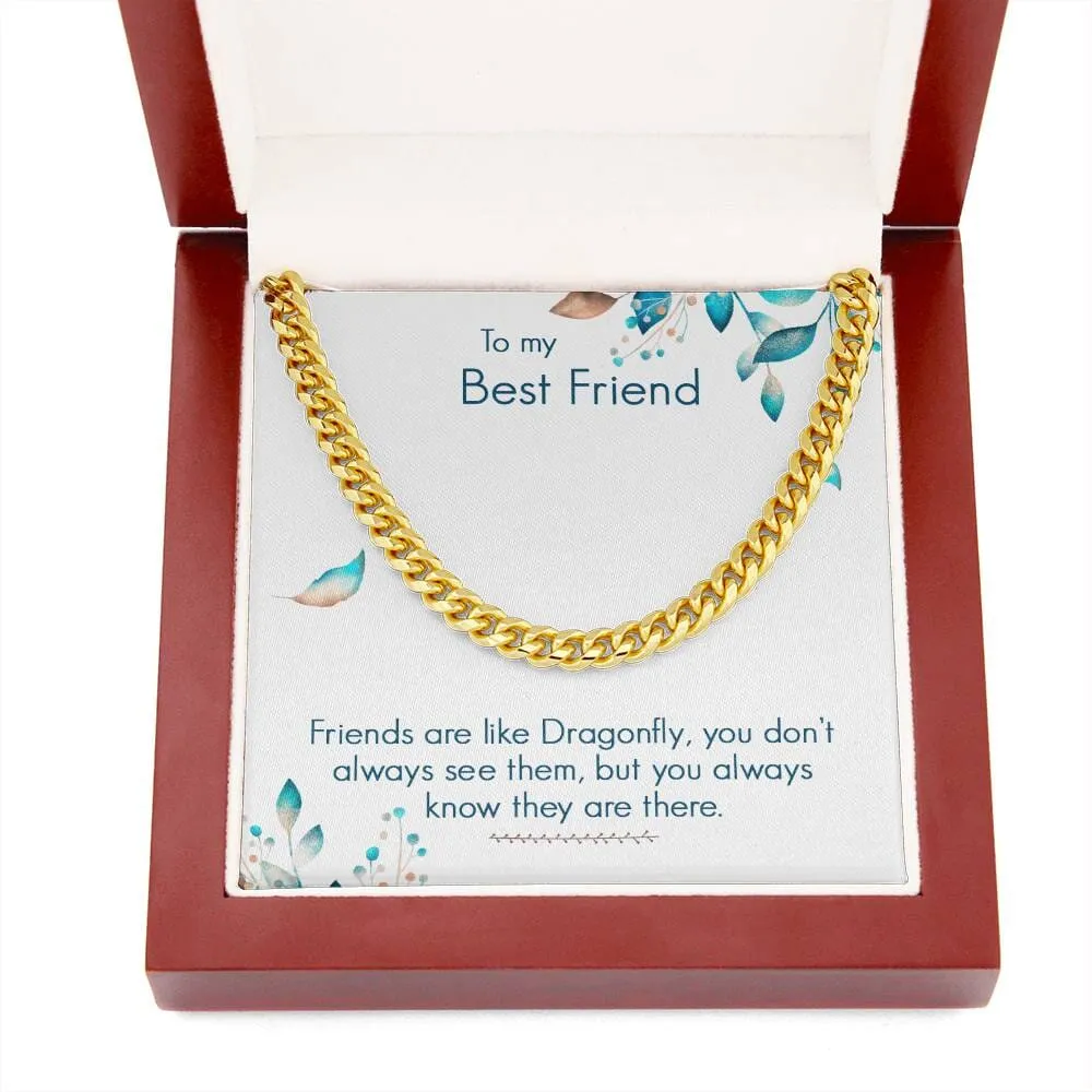 Eternal Bond: The Dragonfly Friendship Cuban Link Chain Necklace