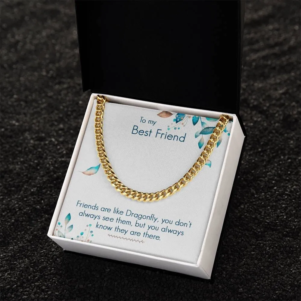Eternal Bond: The Dragonfly Friendship Cuban Link Chain Necklace