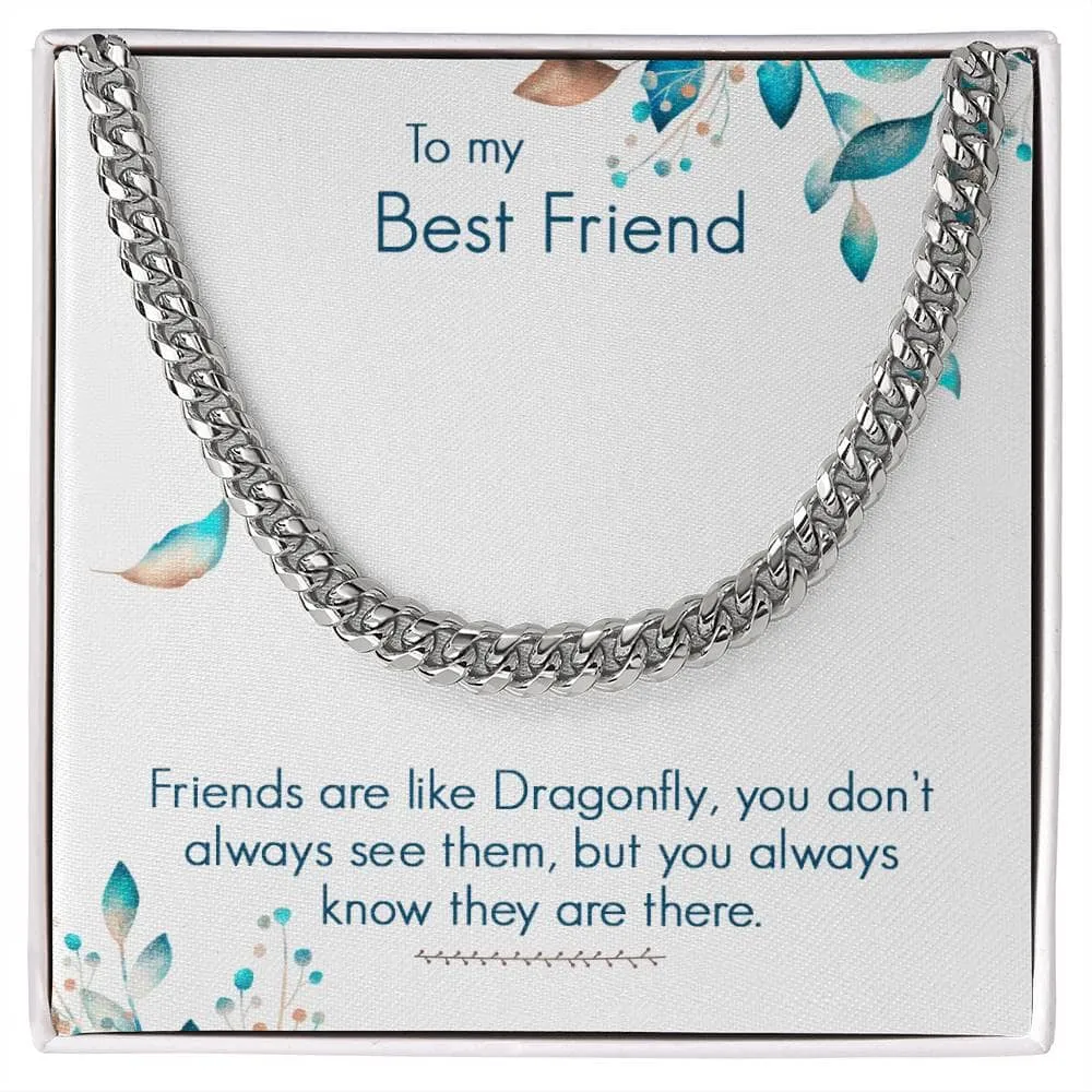 Eternal Bond: The Dragonfly Friendship Cuban Link Chain Necklace
