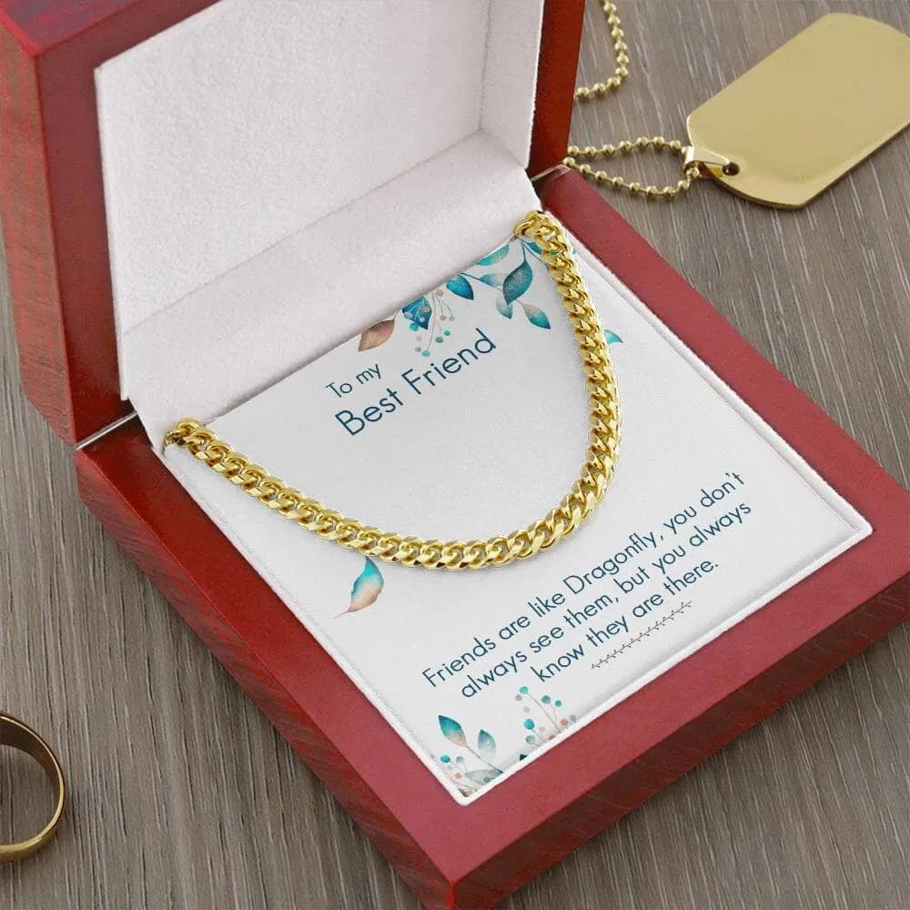 Eternal Bond: The Dragonfly Friendship Cuban Link Chain Necklace