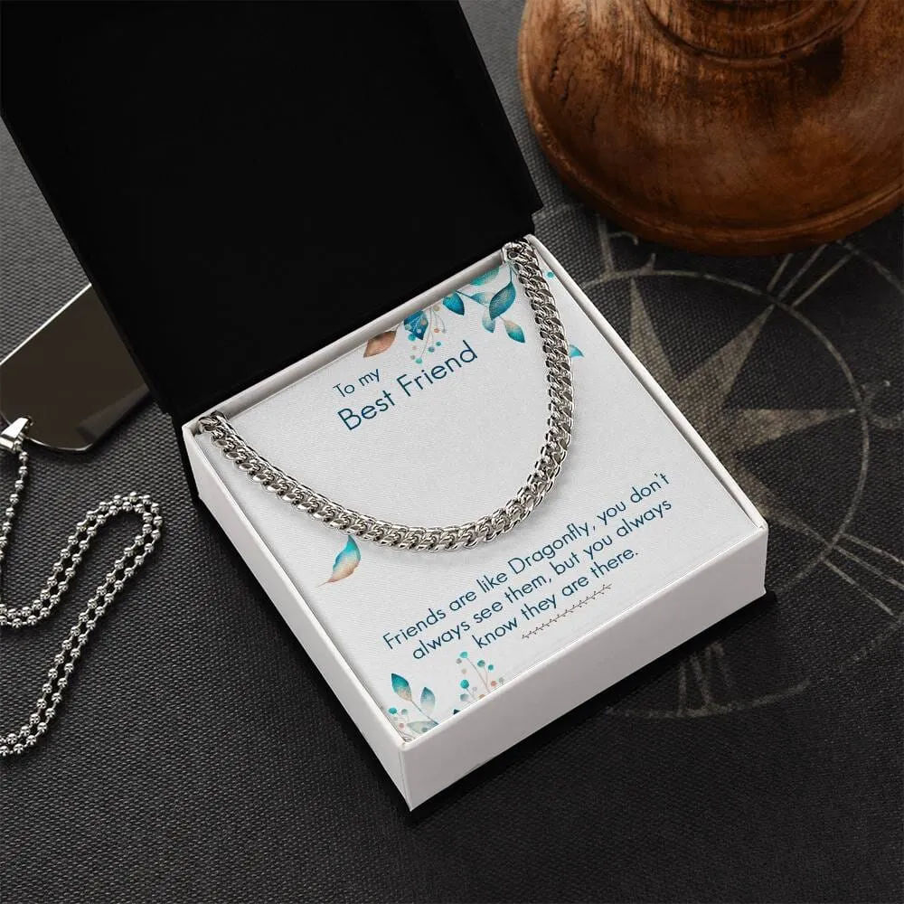 Eternal Bond: The Dragonfly Friendship Cuban Link Chain Necklace