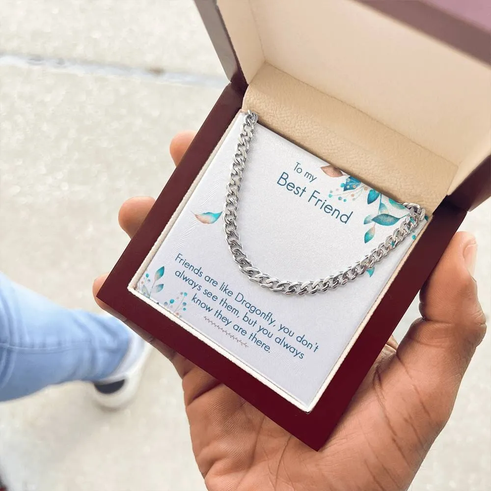 Eternal Bond: The Dragonfly Friendship Cuban Link Chain Necklace