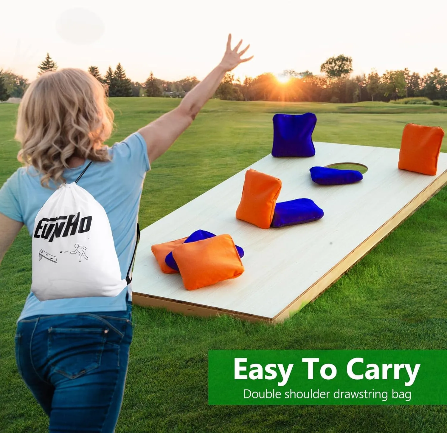 EunHo Cornhole Bags Set of 8 Regulation Size & Weight Corn Hole Bean Bags Official Professional All Weather for Tossing Game with Carry Case