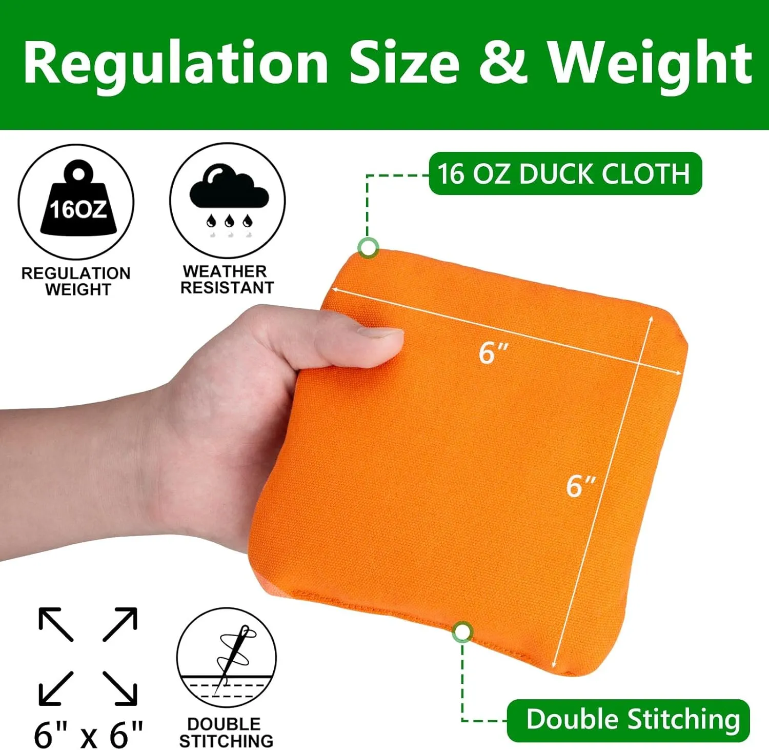EunHo Cornhole Bags Set of 8 Regulation Size & Weight Corn Hole Bean Bags Official Professional All Weather for Tossing Game with Carry Case