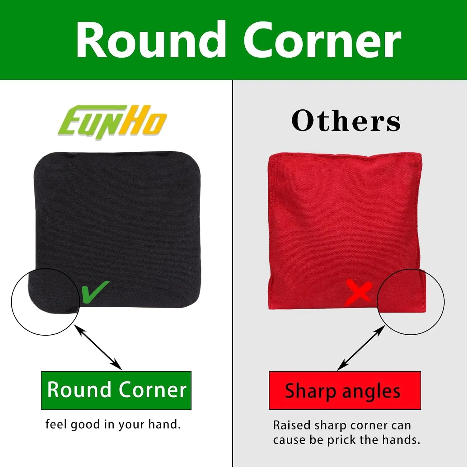 EunHo Cornhole Bags Set of 8 Regulation Size & Weight Corn Hole Bean Bags Official Professional All Weather for Tossing Game with Carry Case