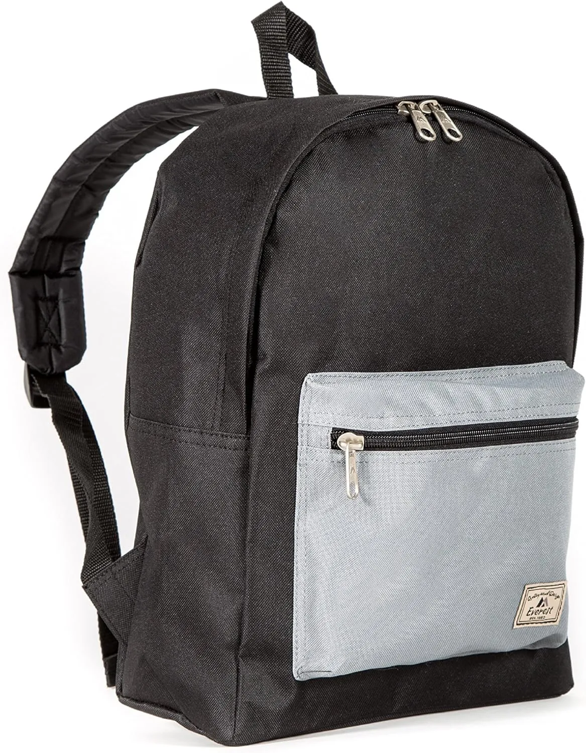Everest Basic Color Block Backpack, Black/Gray, One Size