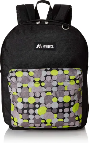 Everest Classic Pattern Backpack, Black/Yellow Dot, One Size