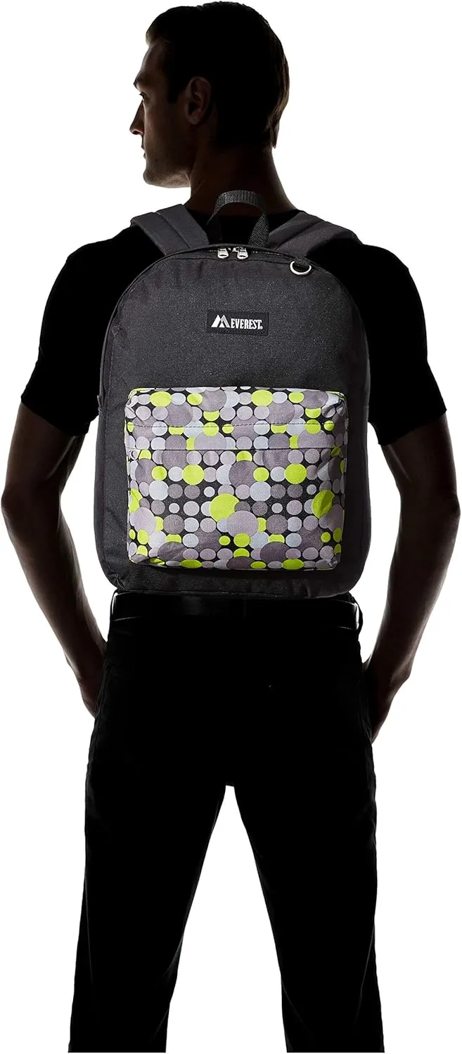 Everest Classic Pattern Backpack, Black/Yellow Dot, One Size