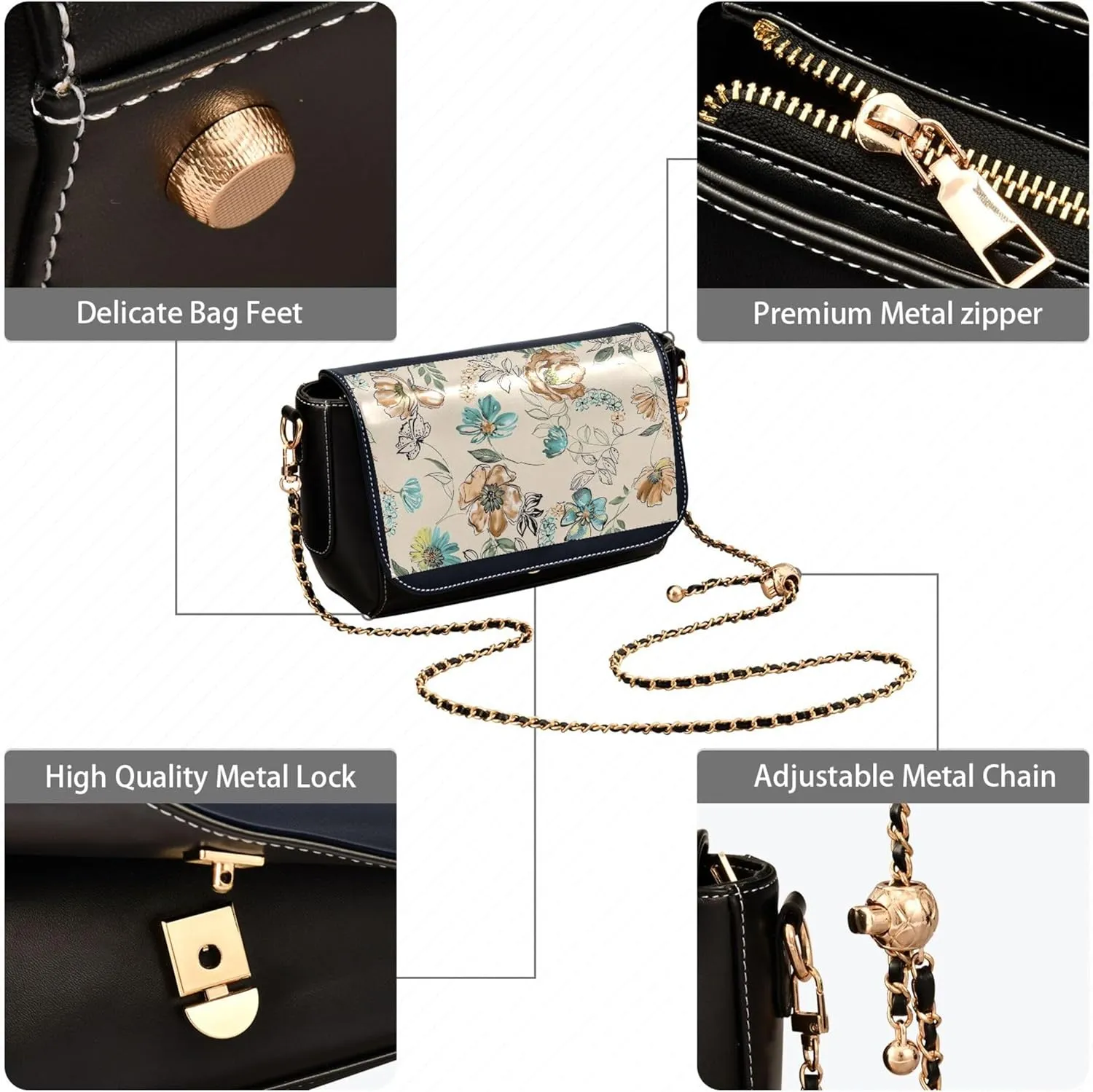 Everyday Shoulder Leather Bags, Shark Fin Whale Dolphin Women Crossbody Purse Fashion Satchel with Chain Strap
