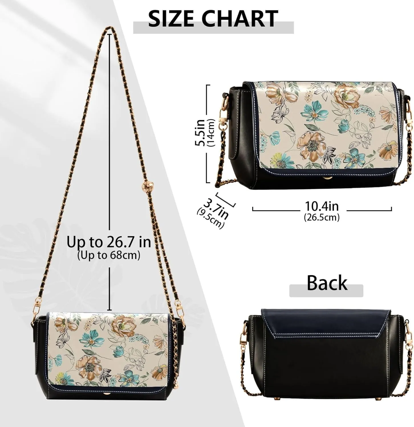 Everyday Shoulder Leather Bags, Shark Fin Whale Dolphin Women Crossbody Purse Fashion Satchel with Chain Strap