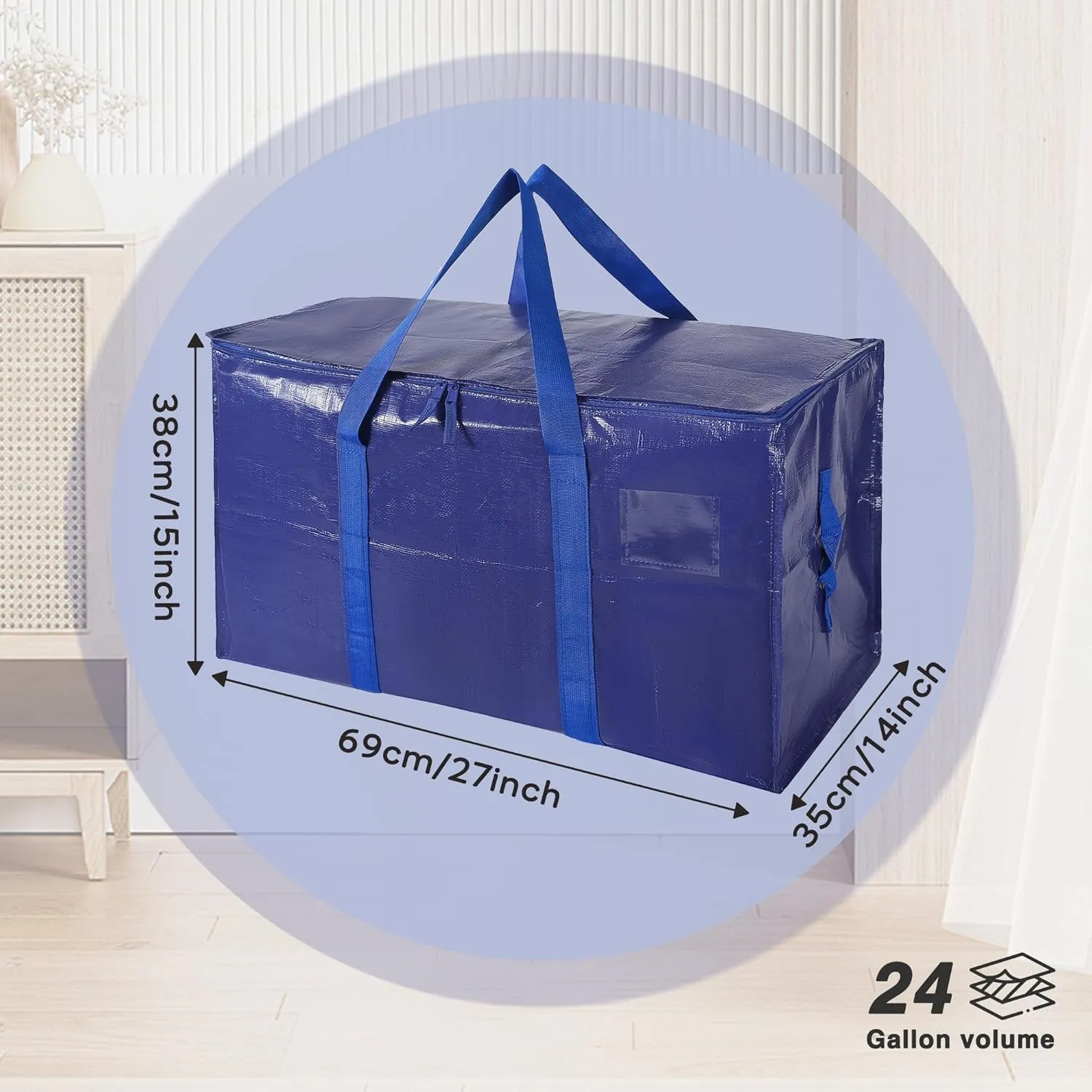 Extra Large Moving Bags, 6 Pack Blue Heavy Duty Totes For Storage with Wrap Around Handles, Storage Bags for Space Saving, Alternative to Boxes & Bins
