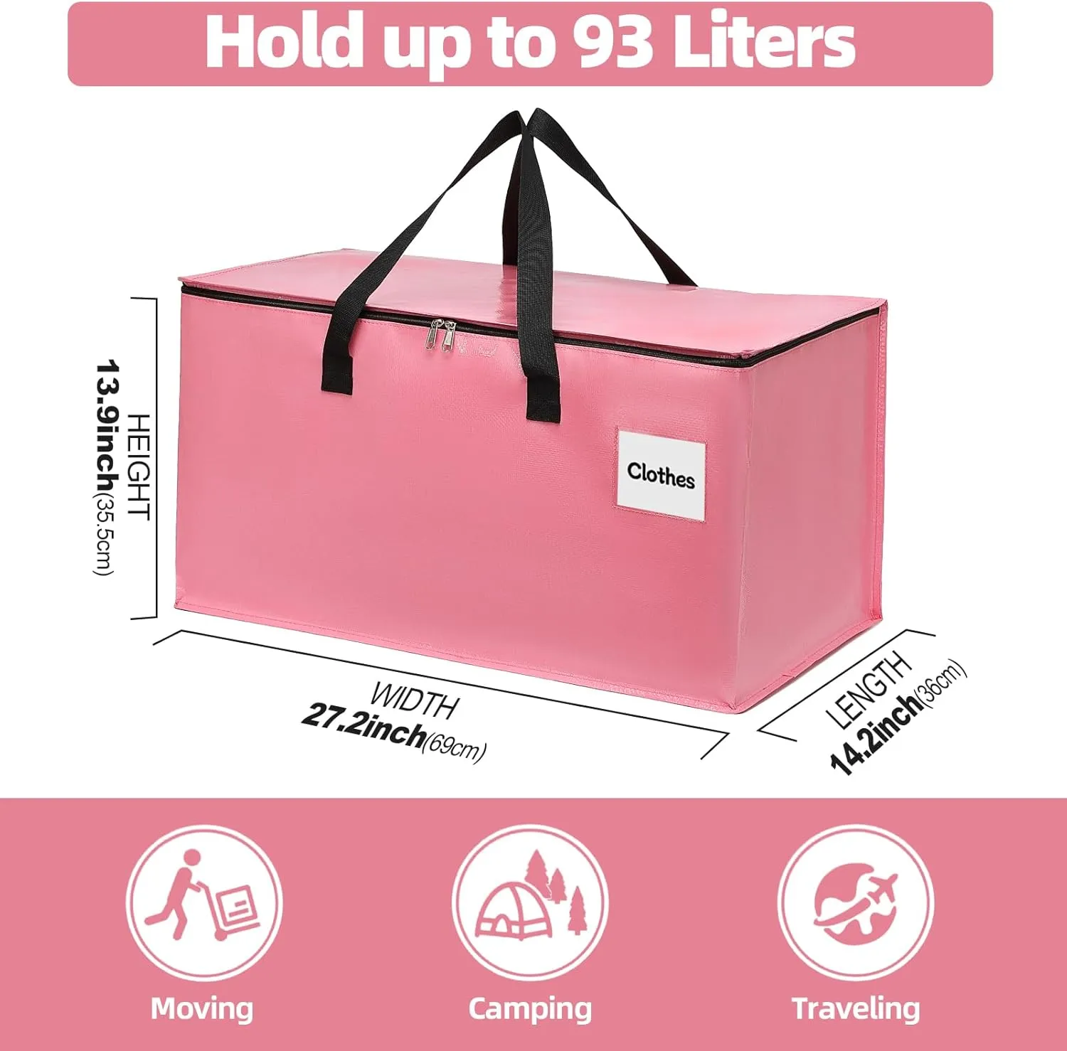 Extra Large Moving Bags with Zipper - Heavy Duty Tote for Packing Clothes, Durable Storage Bin Organizer, Multipack Set