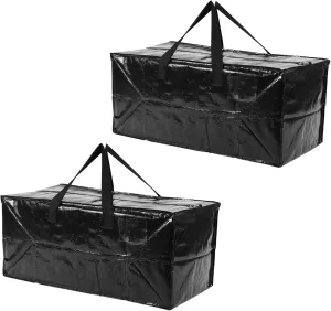 Extra Large Moving Bags,Collapsible Storage Bins,Heavy Duty Tote,Oversized Packing Supplies with Strong Handles,Large Bags With Smooth Zipper,Storage Boxes Alternative (Black,2Pack)