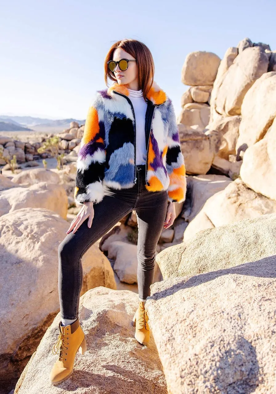 Fabulous-Furs Donna Salyers Glow Up Faux Fur Zip Bomber Jacket