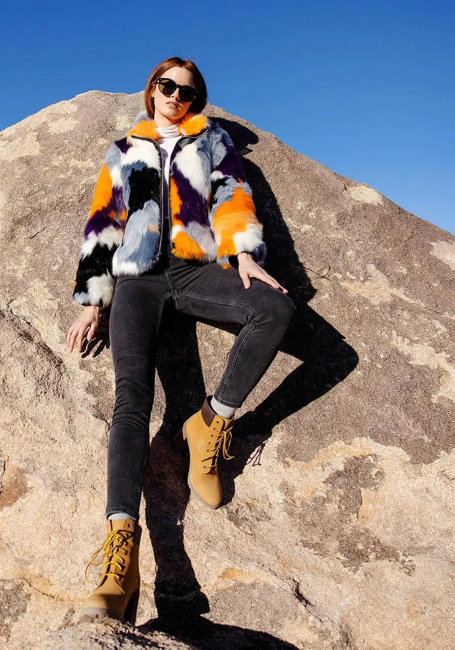 Fabulous-Furs Donna Salyers Glow Up Faux Fur Zip Bomber Jacket