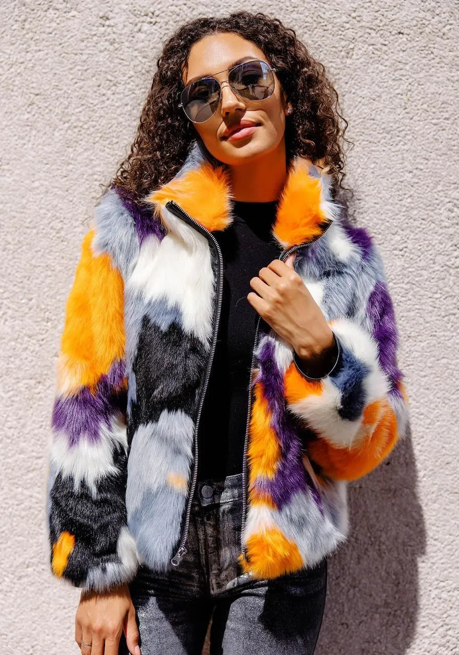 Fabulous-Furs Donna Salyers Glow Up Faux Fur Zip Bomber Jacket