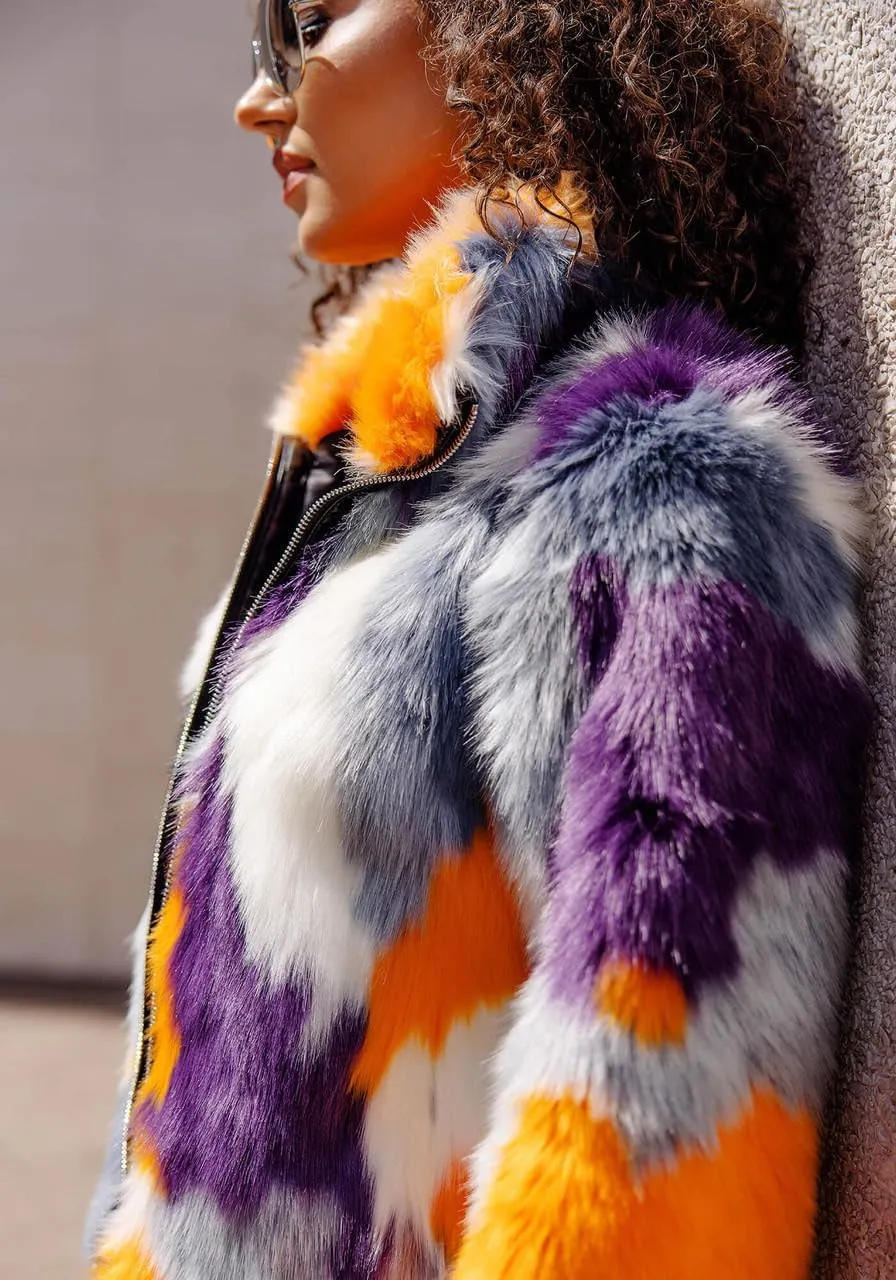 Fabulous-Furs Donna Salyers Glow Up Faux Fur Zip Bomber Jacket