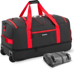 Fanwoli 32'' Rolling Duffel Bag with 2 Wheels - No-Sag Design for Heavy Loads, Expandable 100L-120L Carry on Luggage with Lock, Waterproof Foldable Lightweight for Travel, Camping,Moving