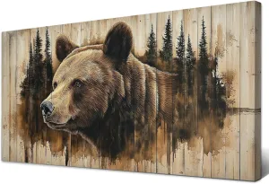 Farmhouse Bear Wall Art Rustic Bear Picture Wall Decor for Living Room Bedroom Decor Cabin Home Decorations Forest Wildlife Animal Canvas Painting Vintage Grizzly Poster Prints Woodland Artwork 20x40”