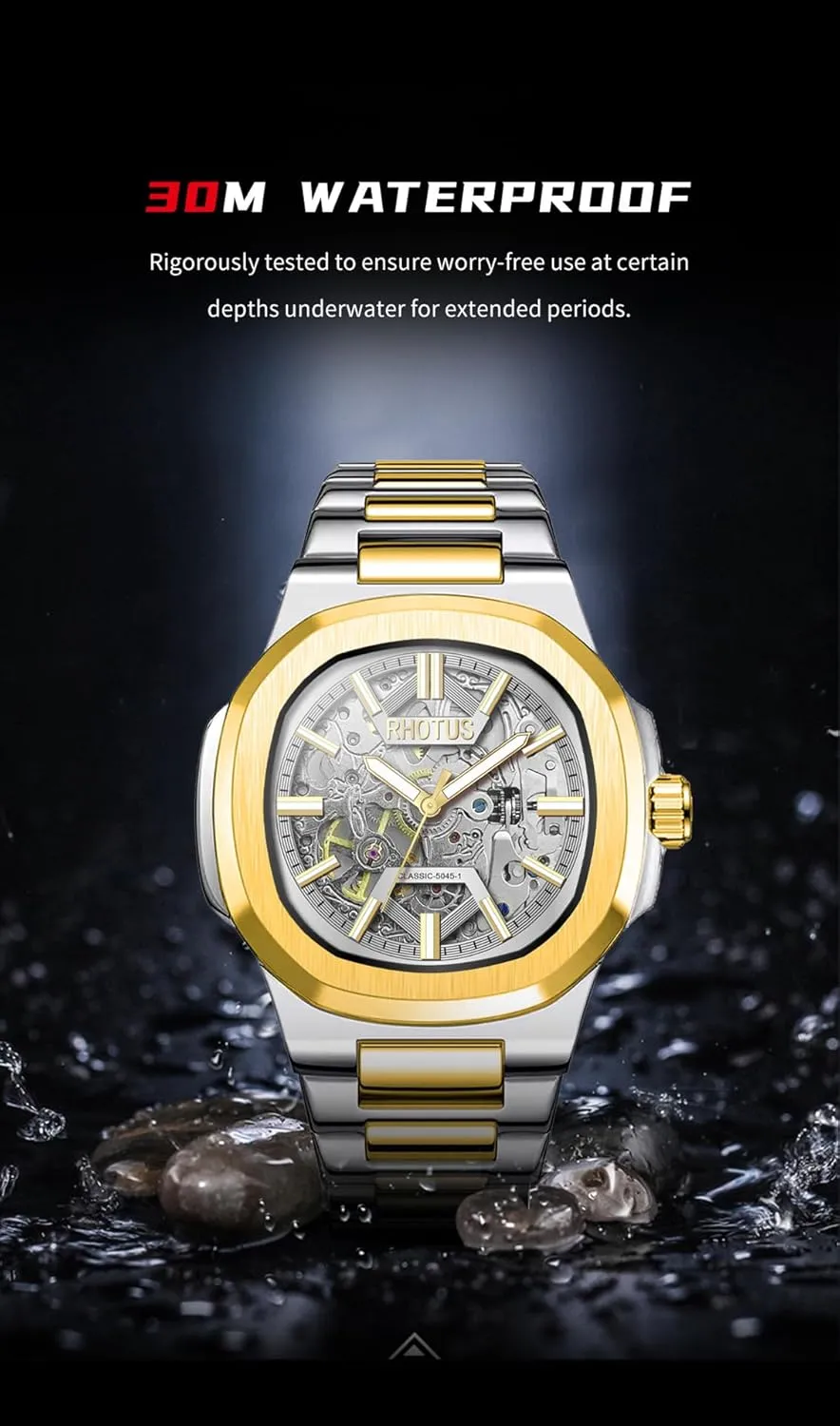Fashion Automatic Mechanical Watches Stainless Steel Strap Men's Watch Waterproof Business Male Dress Wristwatch