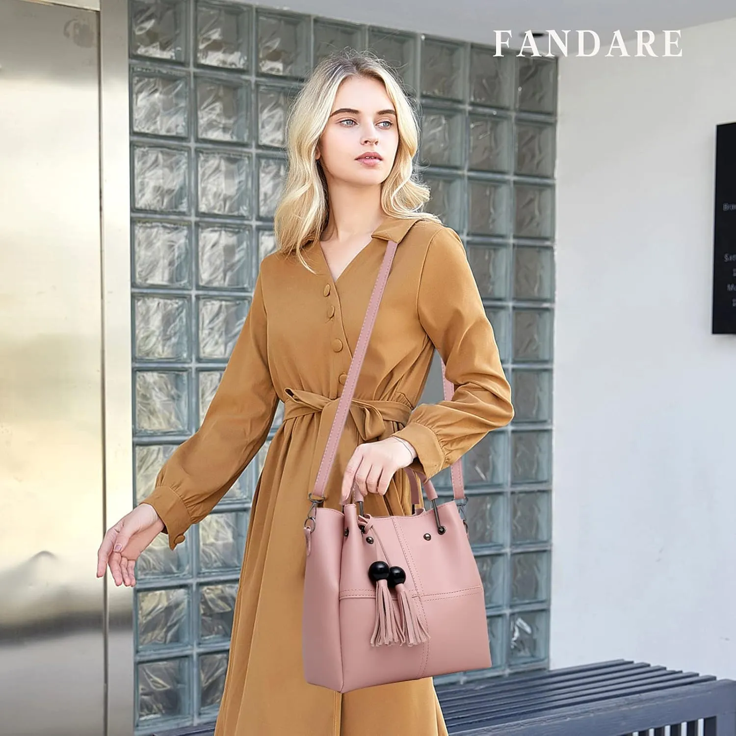 Fashion Bucket Tote Bag 3 Pcs Set Women Handbag Shoulder Bag Waterproof