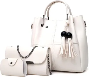 Fashion Bucket Tote Bag 3 Pcs Set Women Handbag Shoulder Bag Waterproof