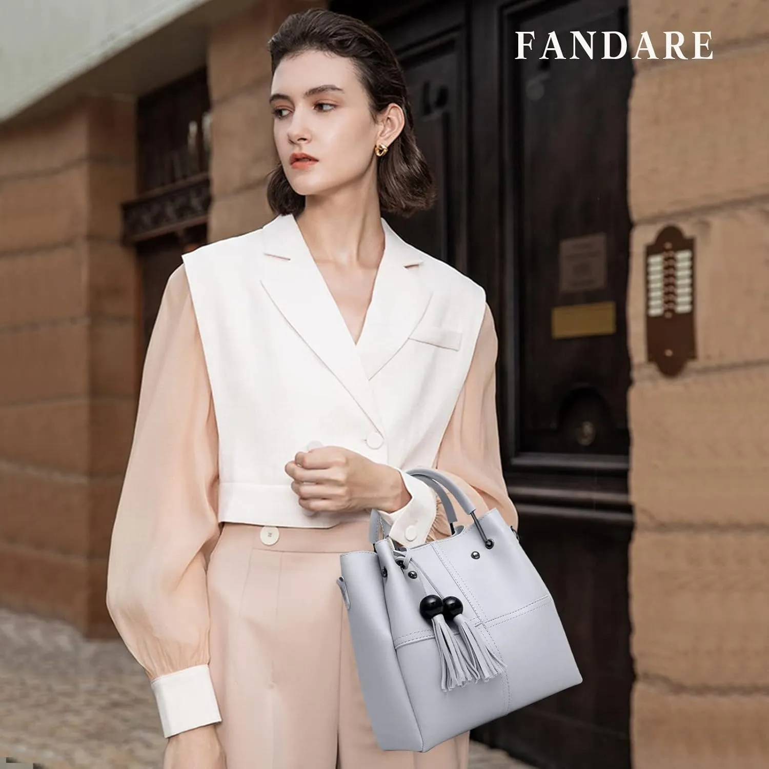 Fashion Bucket Tote Bag 3 Pcs Set Women Handbag Shoulder Bag Waterproof