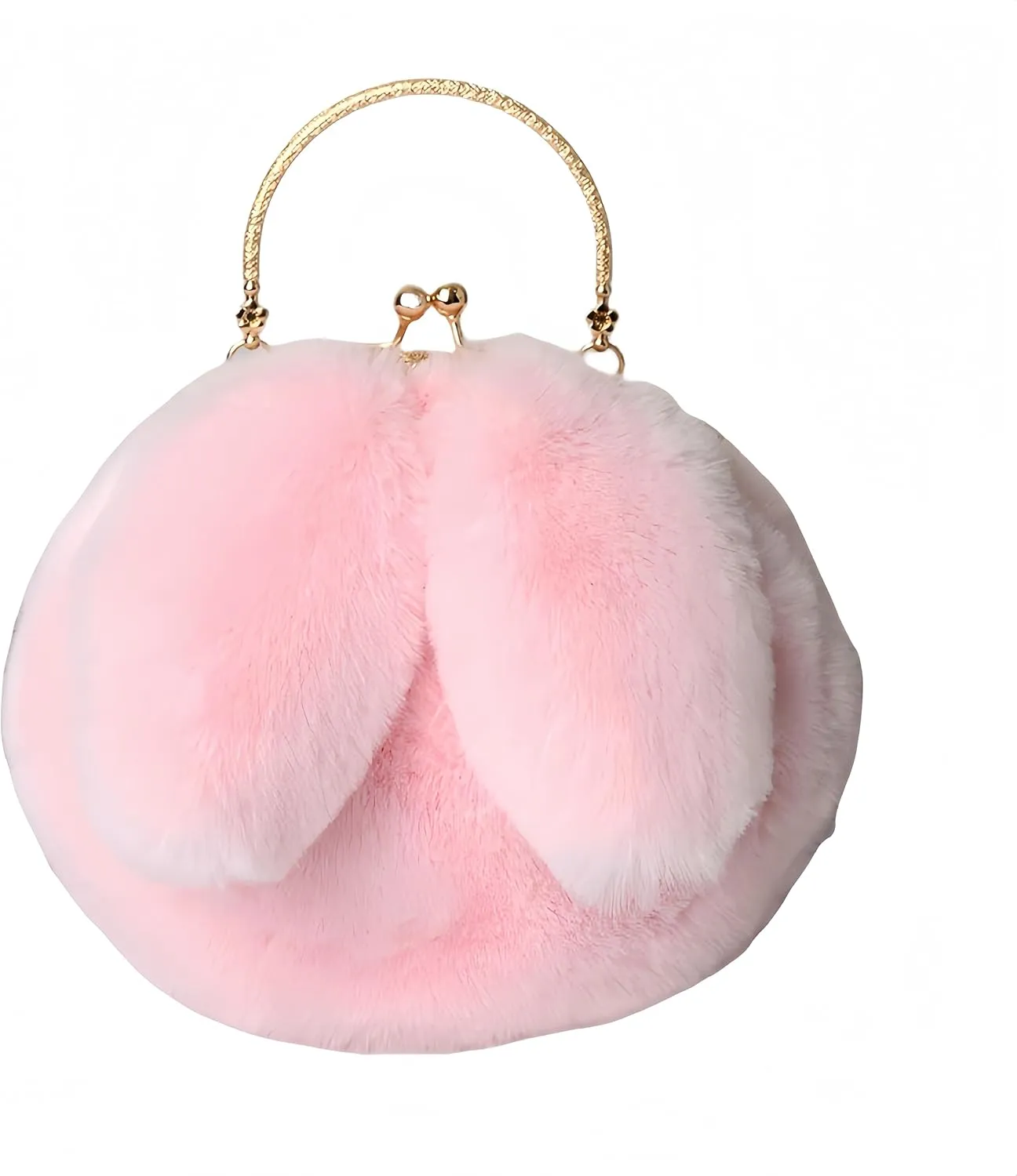 Fashionable Cute Plush Bunny Bag, Women'S Crossbody Handbag with Rabbit Ears Clip Bag