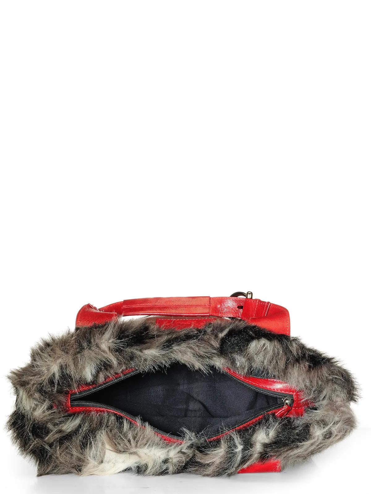Faux Fur & Croco Embossed Shopper with Leather Trims
