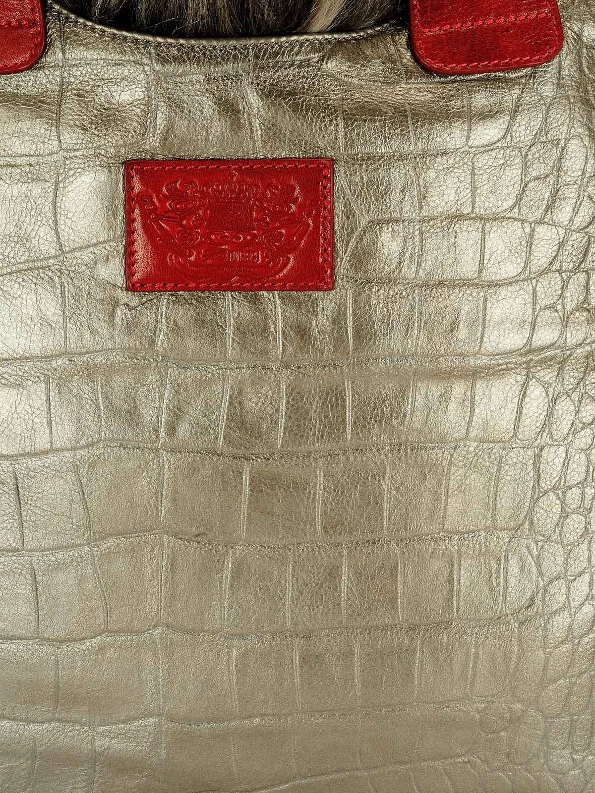 Faux Fur & Croco Embossed Shopper with Leather Trims