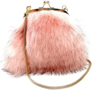Faux Fur Evening Handbags Fuzzy Satchel Style Purse Fashion Clutch Handbag Shoulder Vintage Bags for Women