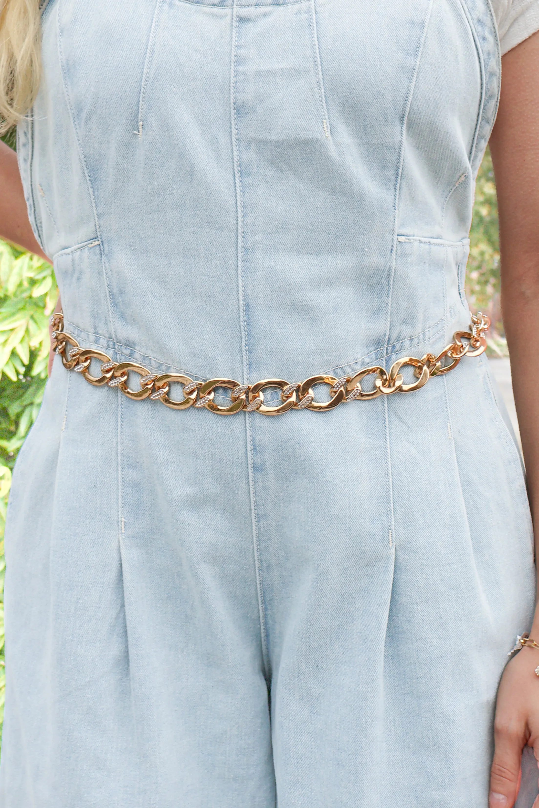 Feeling Divine Rhinestone Chain Link Belt