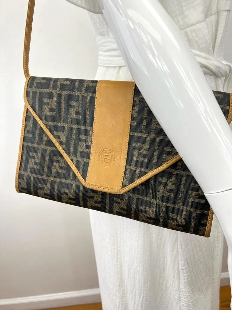 FENDI VINTAGE MONOGRAM ENVELOPE CLUTCH/SHOULDER BAG