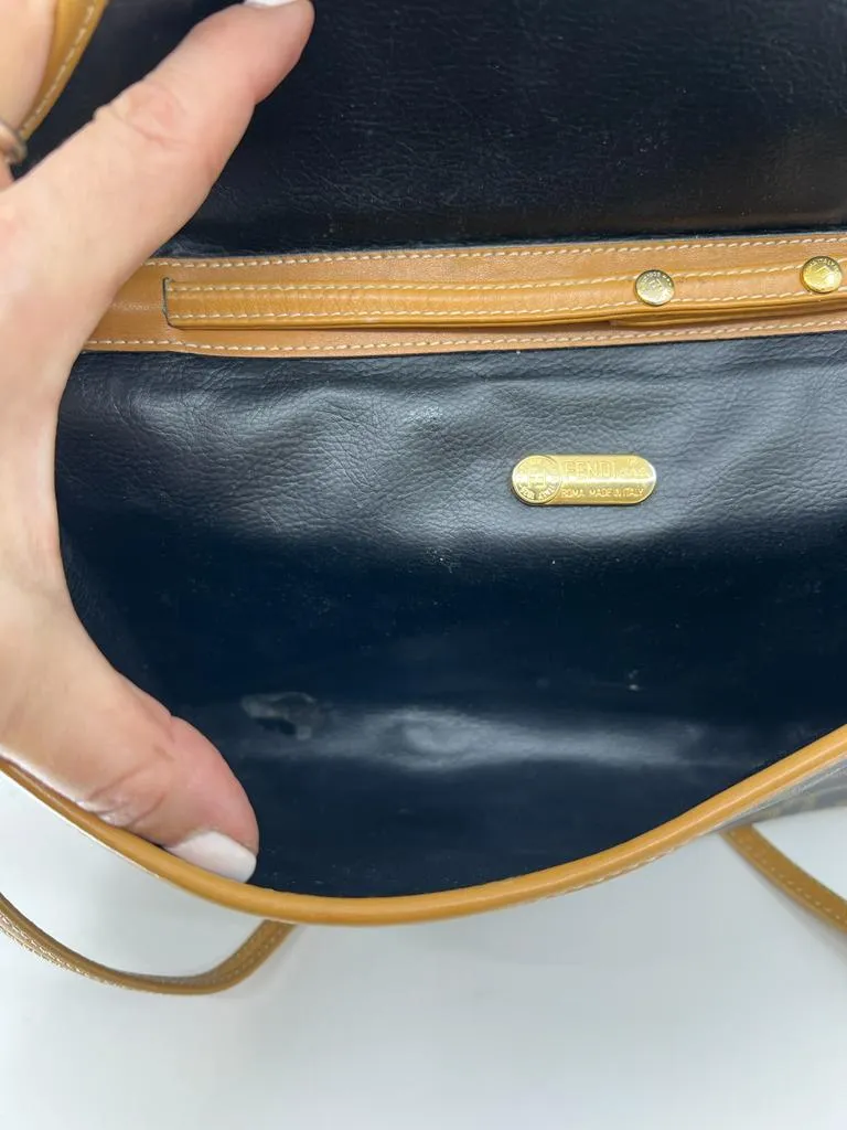 FENDI VINTAGE MONOGRAM ENVELOPE CLUTCH/SHOULDER BAG