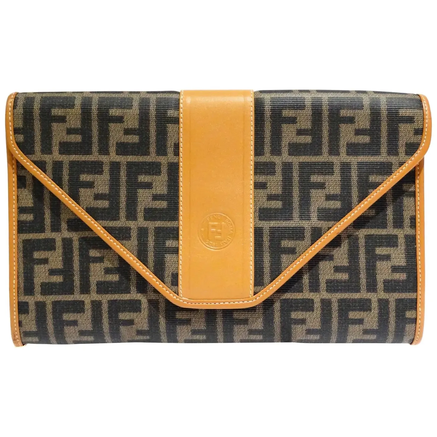 FENDI VINTAGE MONOGRAM ENVELOPE CLUTCH/SHOULDER BAG