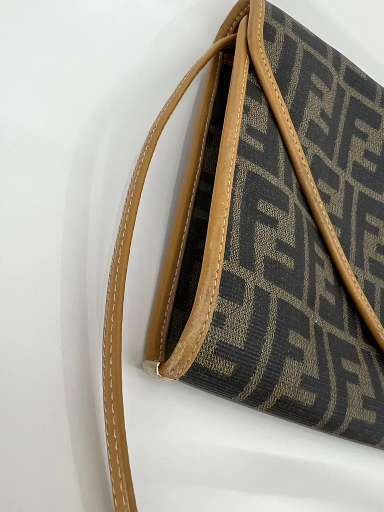 FENDI VINTAGE MONOGRAM ENVELOPE CLUTCH/SHOULDER BAG