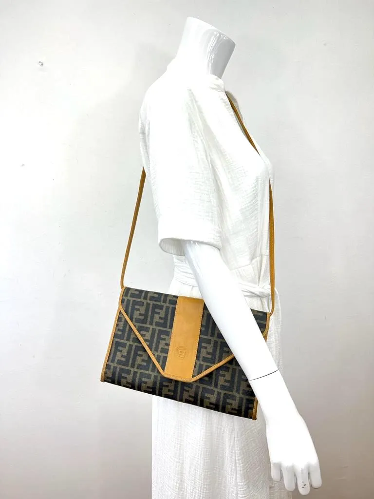 FENDI VINTAGE MONOGRAM ENVELOPE CLUTCH/SHOULDER BAG