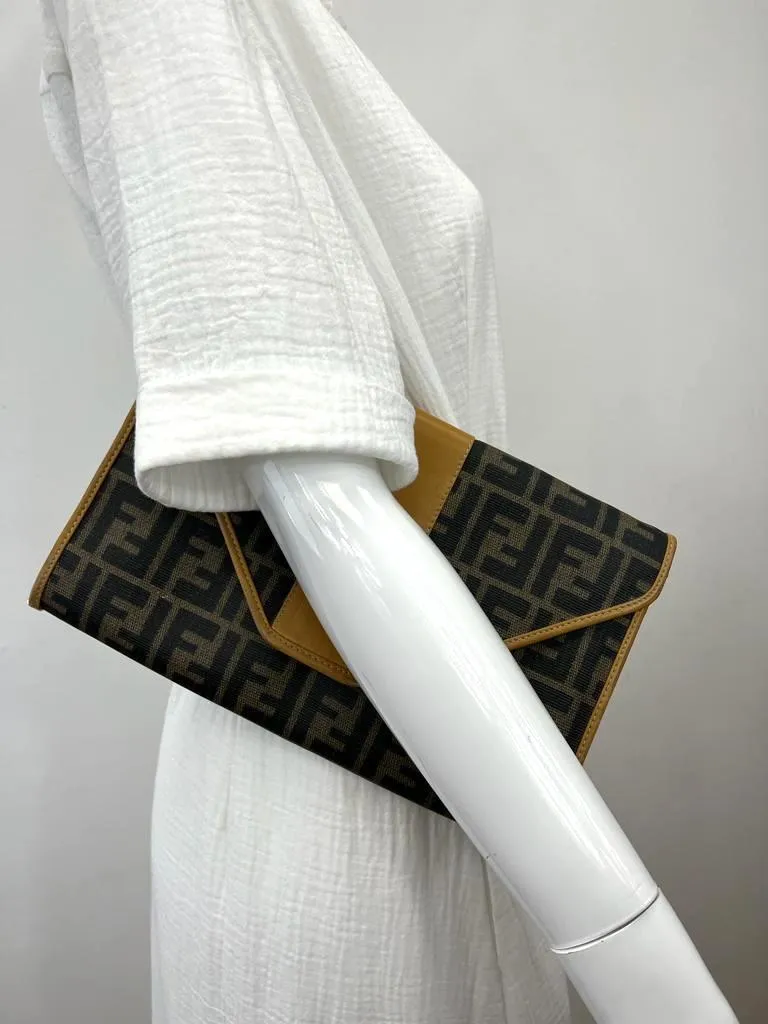 FENDI VINTAGE MONOGRAM ENVELOPE CLUTCH/SHOULDER BAG