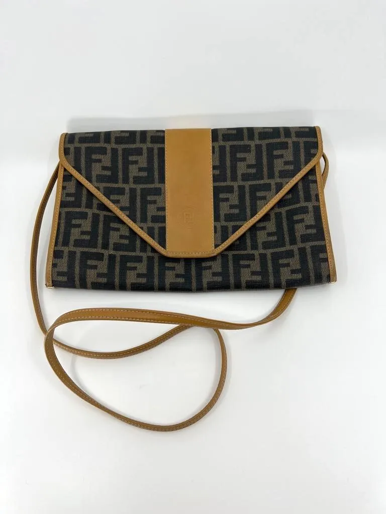 FENDI VINTAGE MONOGRAM ENVELOPE CLUTCH/SHOULDER BAG