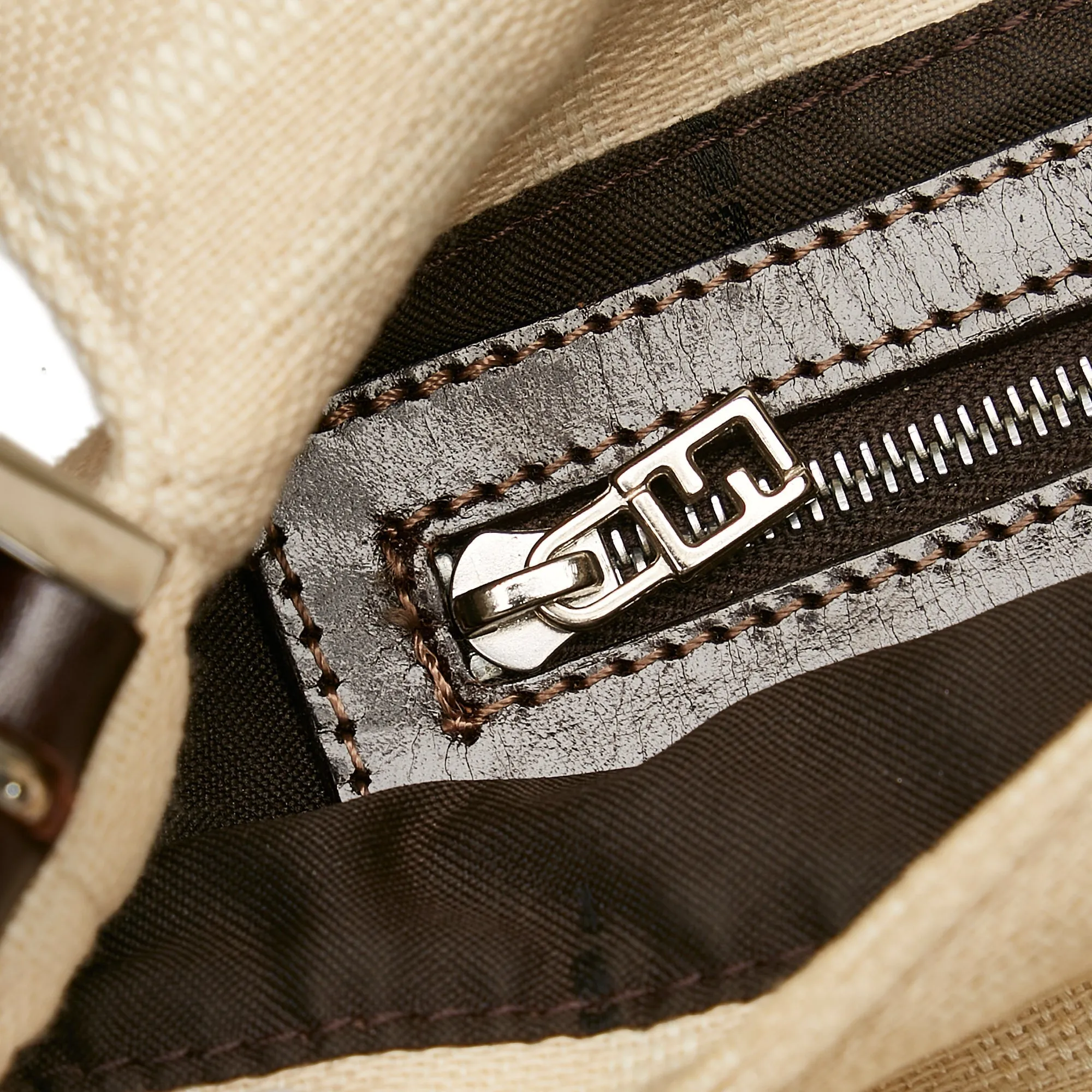 FENDI Zucca Canvas Baguette Brown