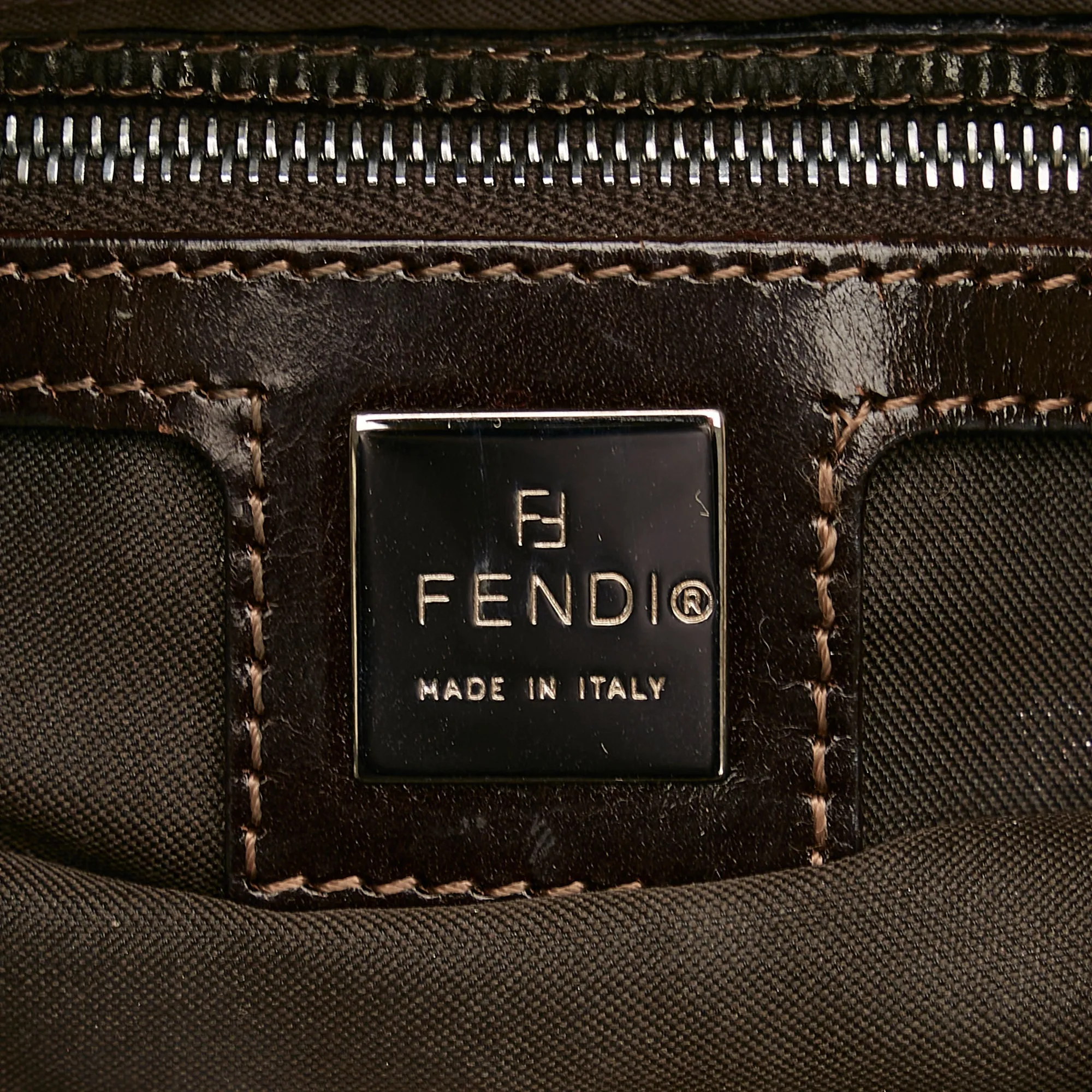 FENDI Zucca Canvas Baguette Brown