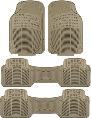 FH Group Car Floor Mat - Heavy-Duty Rubber Floor Mat for Cars, Beige