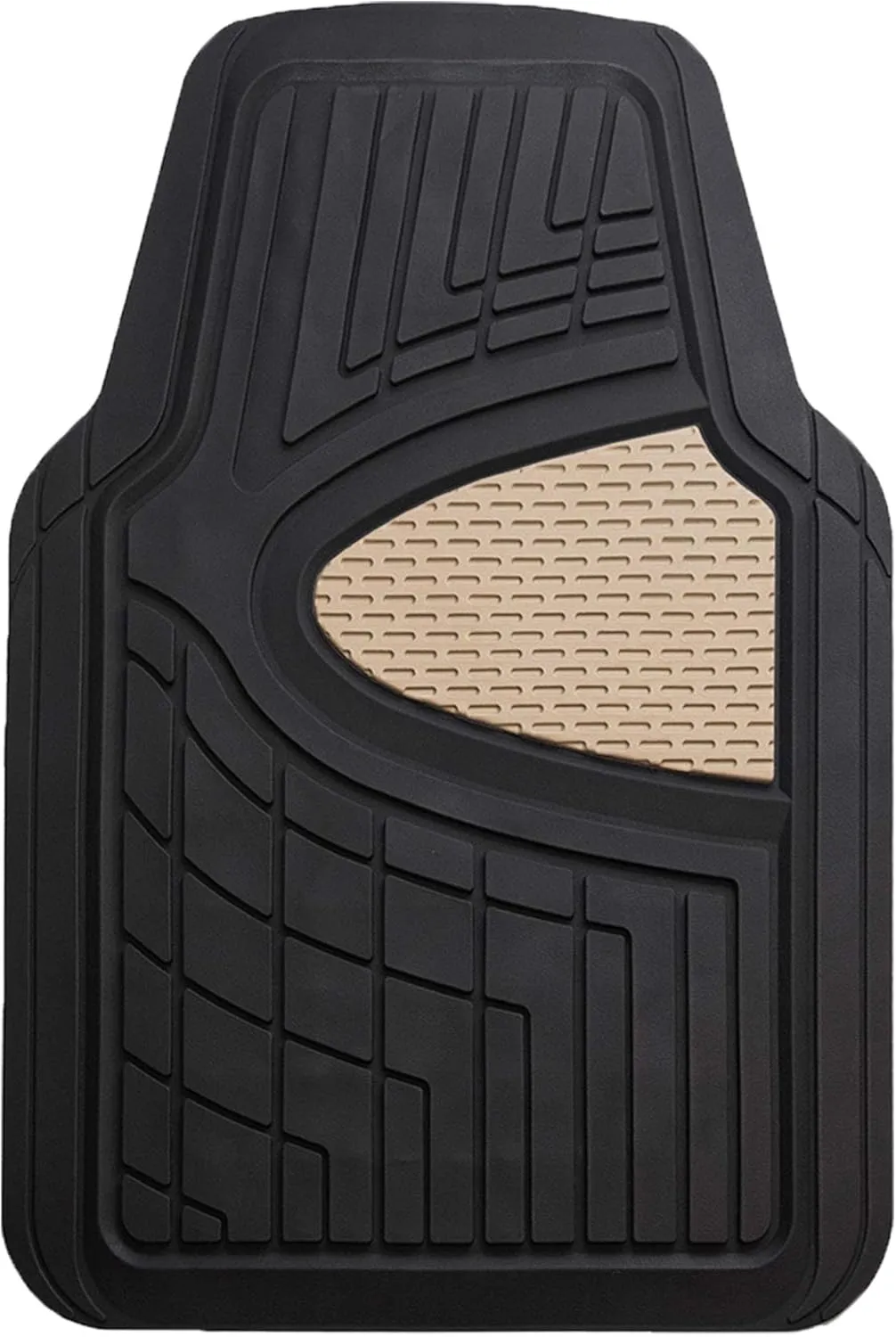 FH Group Car Floor Mats - Heavy-Duty Rubber Floor Mats for Cars, Universal Fit Full Set, Trimmable Automotive Floor Mats, Climaproof Floor Mats for Most Sedan, SUV, Truck Floor Mats Beige